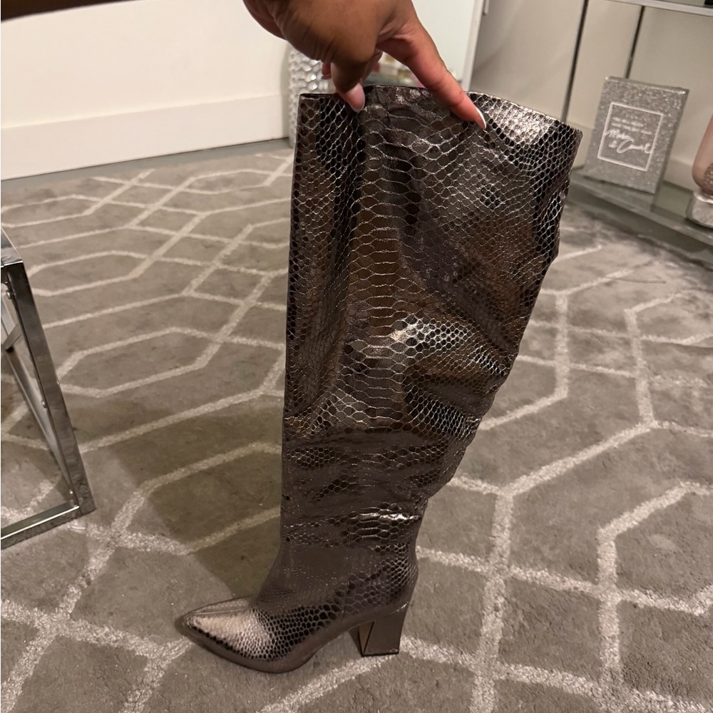 Michael Shannon Metallic Snakeskin Heeled Boots